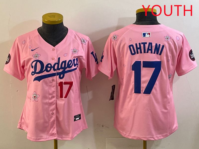 Youth Los Angeles Dodgers #17 Ohtani Pink Sakura Edition 2025 Nike MLB Jersey style 29